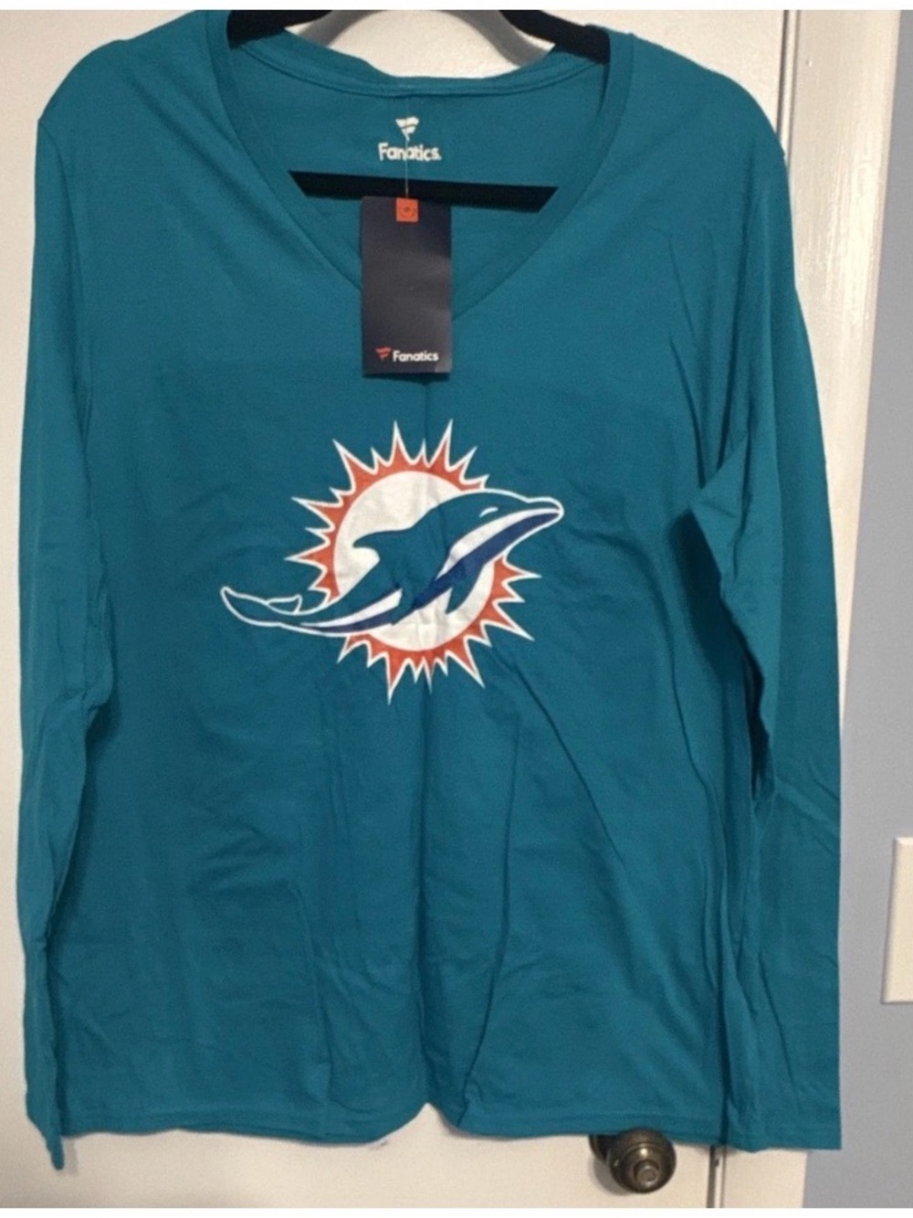 Fanatics Teal Miami Dolphins Long-Sleeve V-Neck Shirt